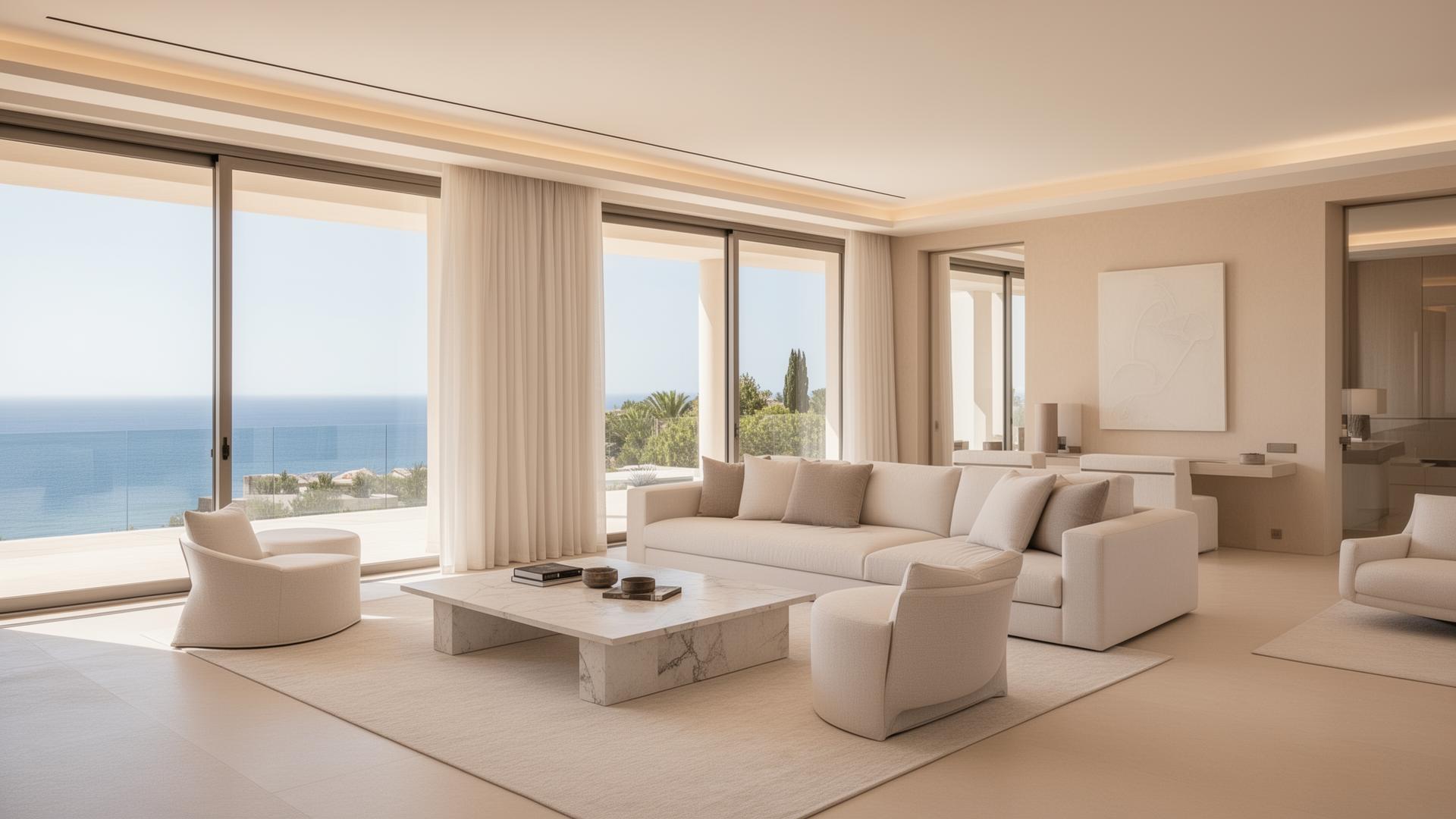 Interior of a Spanish villa with sea views